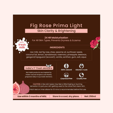 Nat Habit Fresh Whipped Body Lotion, Fig Rose PrimaLight Fresh Malai Lotion, For Skin Brightening & 24HR Moisture Protection, 250 ml (Pack of 2)